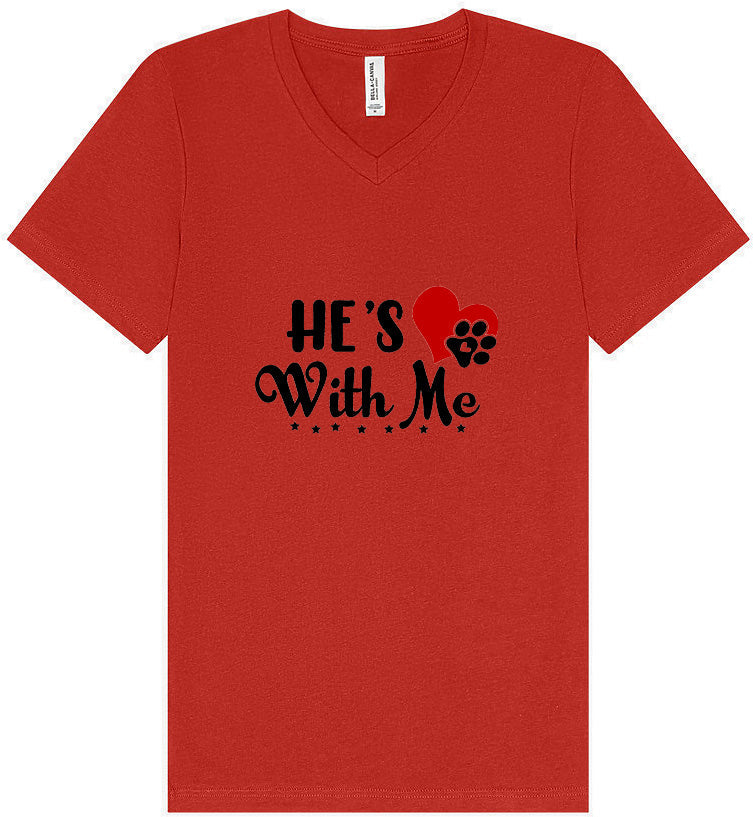 Cutesy He's With Me Unisex V-Neck Shirt