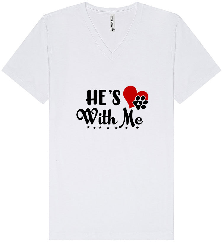 Cutesy He's With Me Unisex V-Neck Shirt