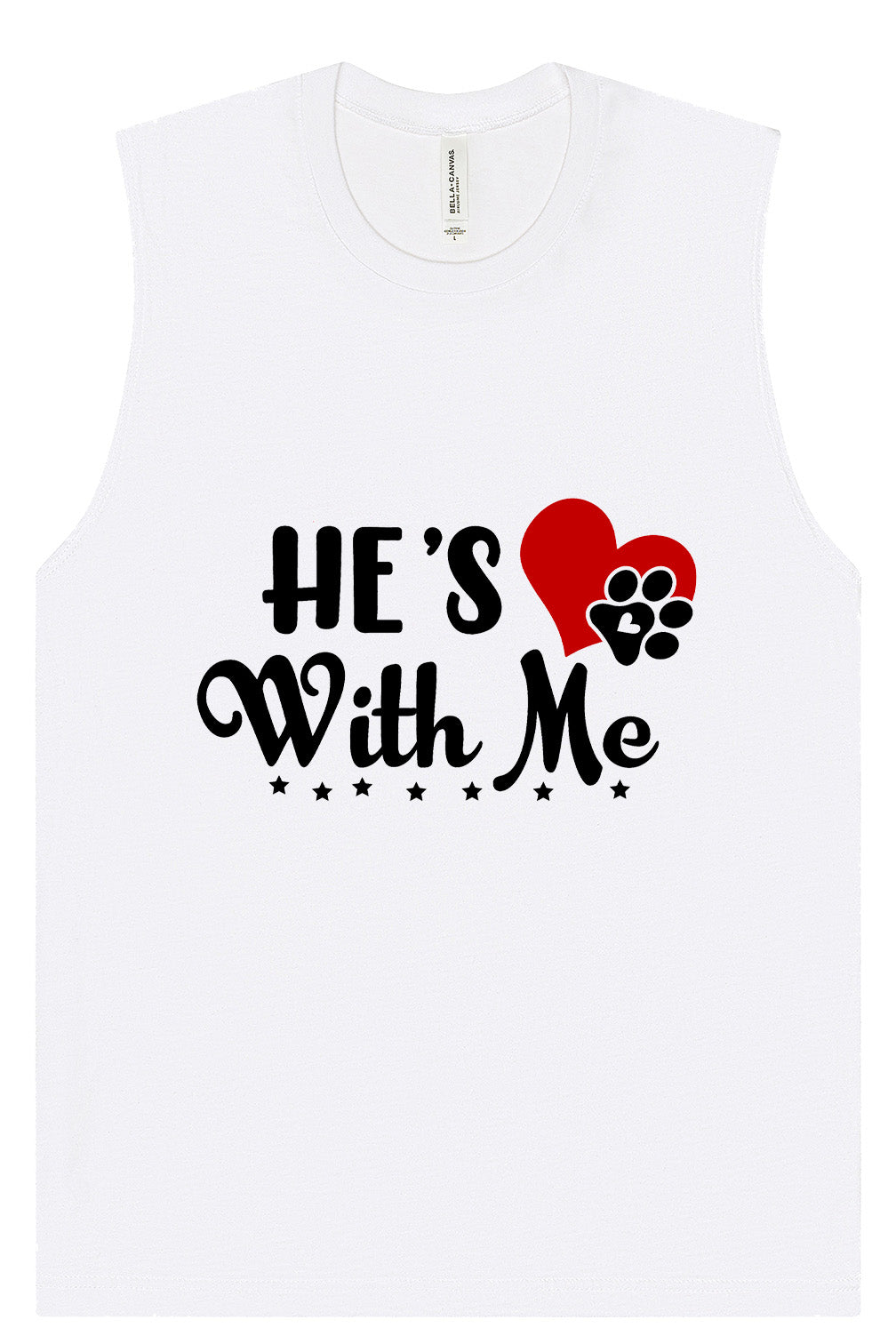 Cutesy He's With Me Muscle Tank