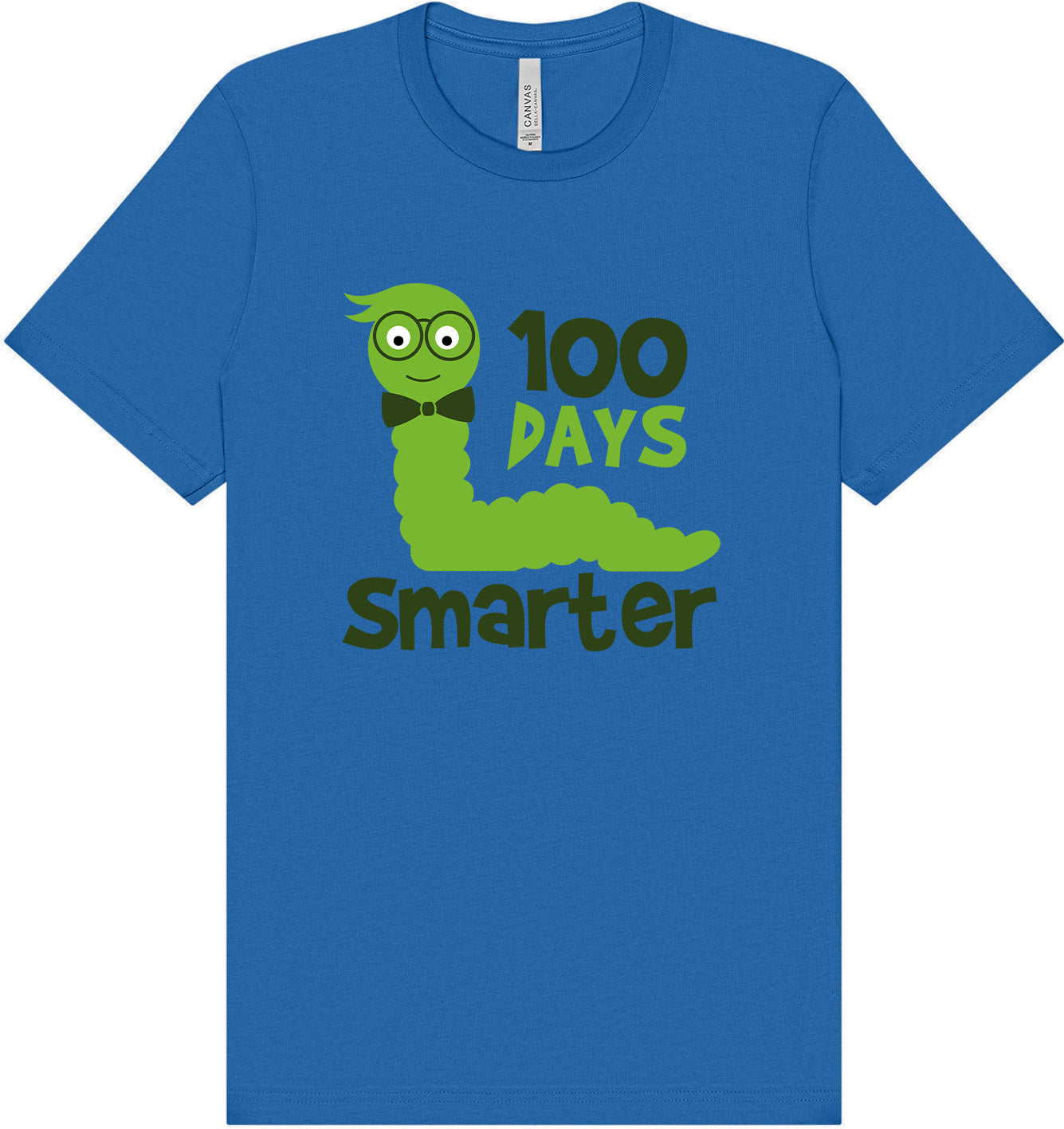 100 Days Smarter Green Worm Adult Bella Canvas Shirt