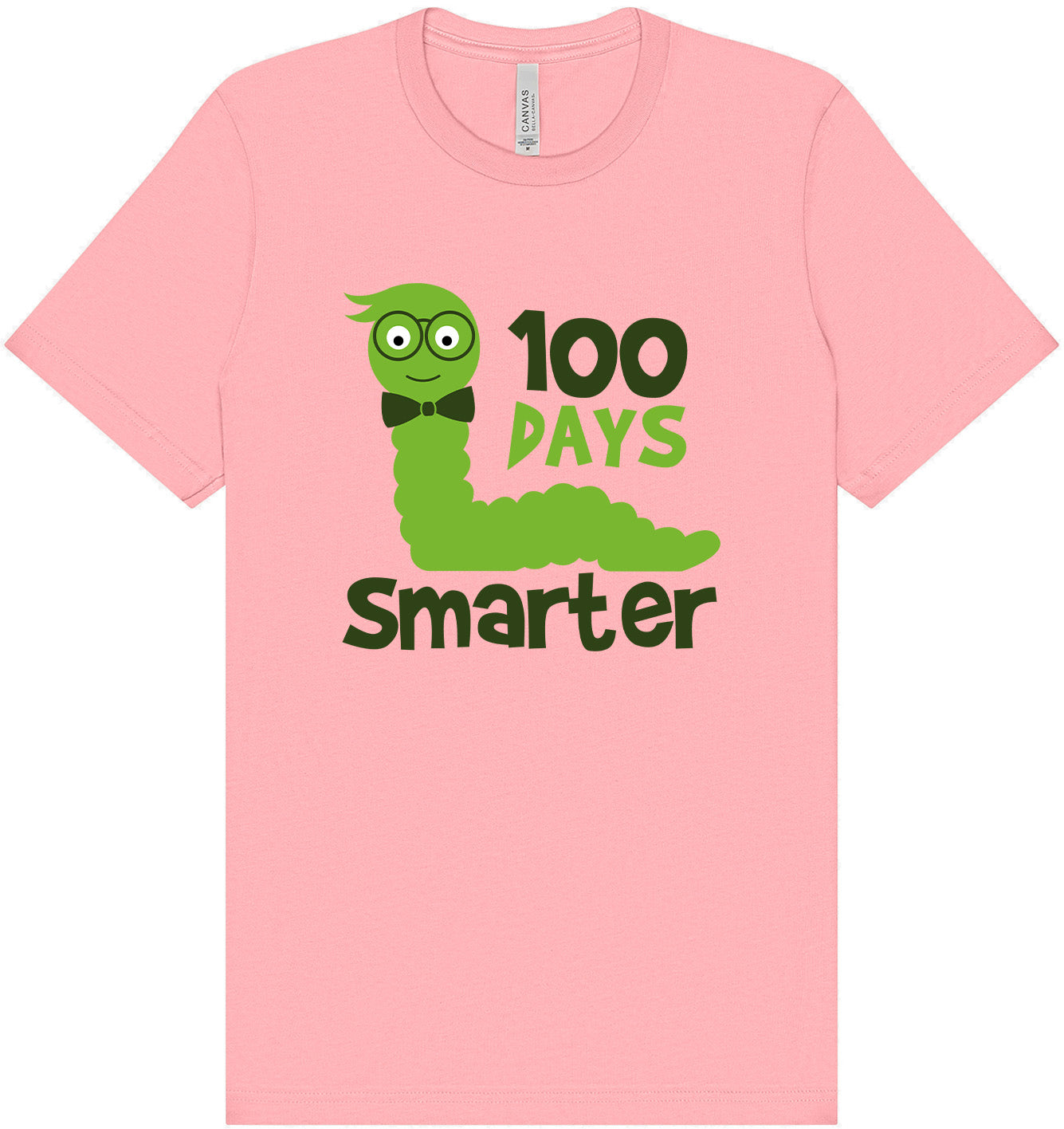 100 Days Smarter Green Worm Adult Bella Canvas Shirt