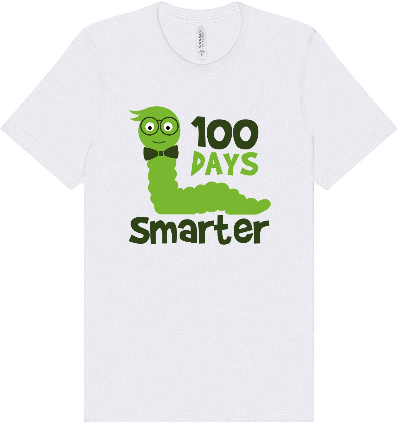 100 Days Smarter Green Worm Adult Bella Canvas Shirt