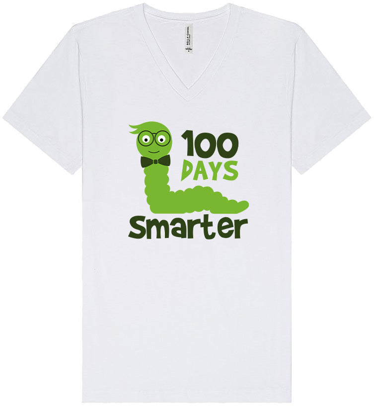 100 Days Smarter Green Worm Unisex V-Neck Shirt