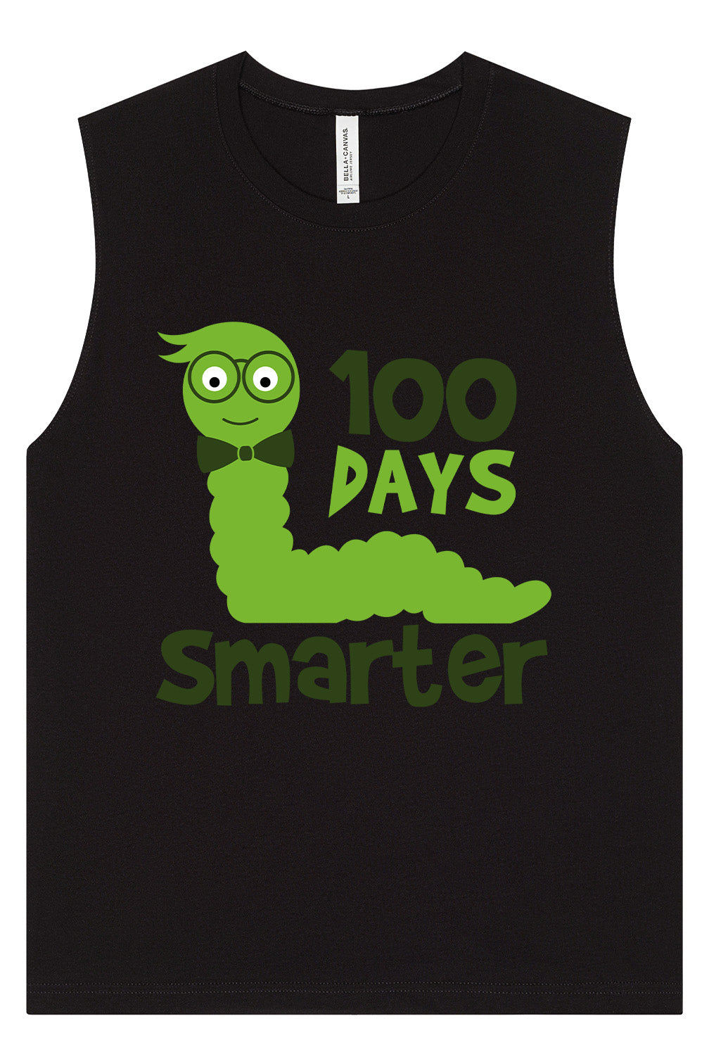 100 Days Smarter Green Worm Muscle Tank