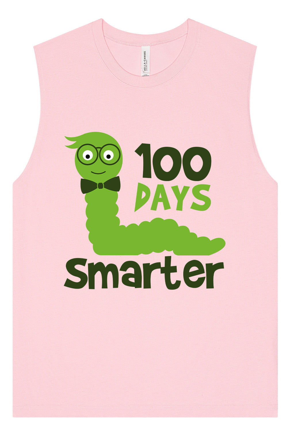 100 Days Smarter Green Worm Muscle Tank