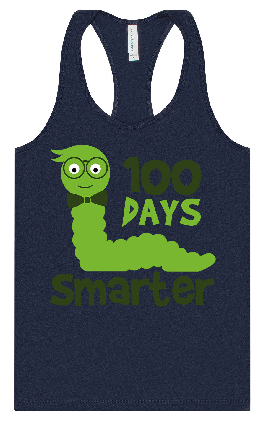 100 Days Smarter Green Worm Women's Racerback Tank