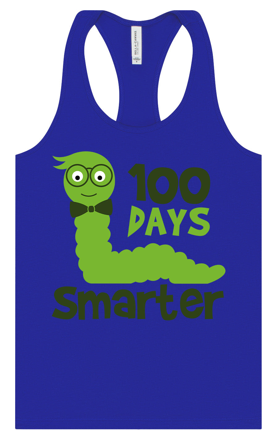 100 Days Smarter Green Worm Women's Racerback Tank