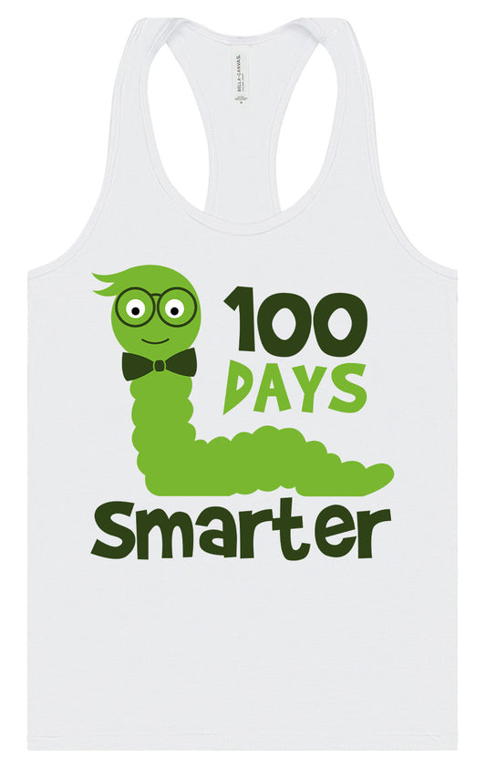 100 Days Smarter Green Worm Women's Racerback Tank