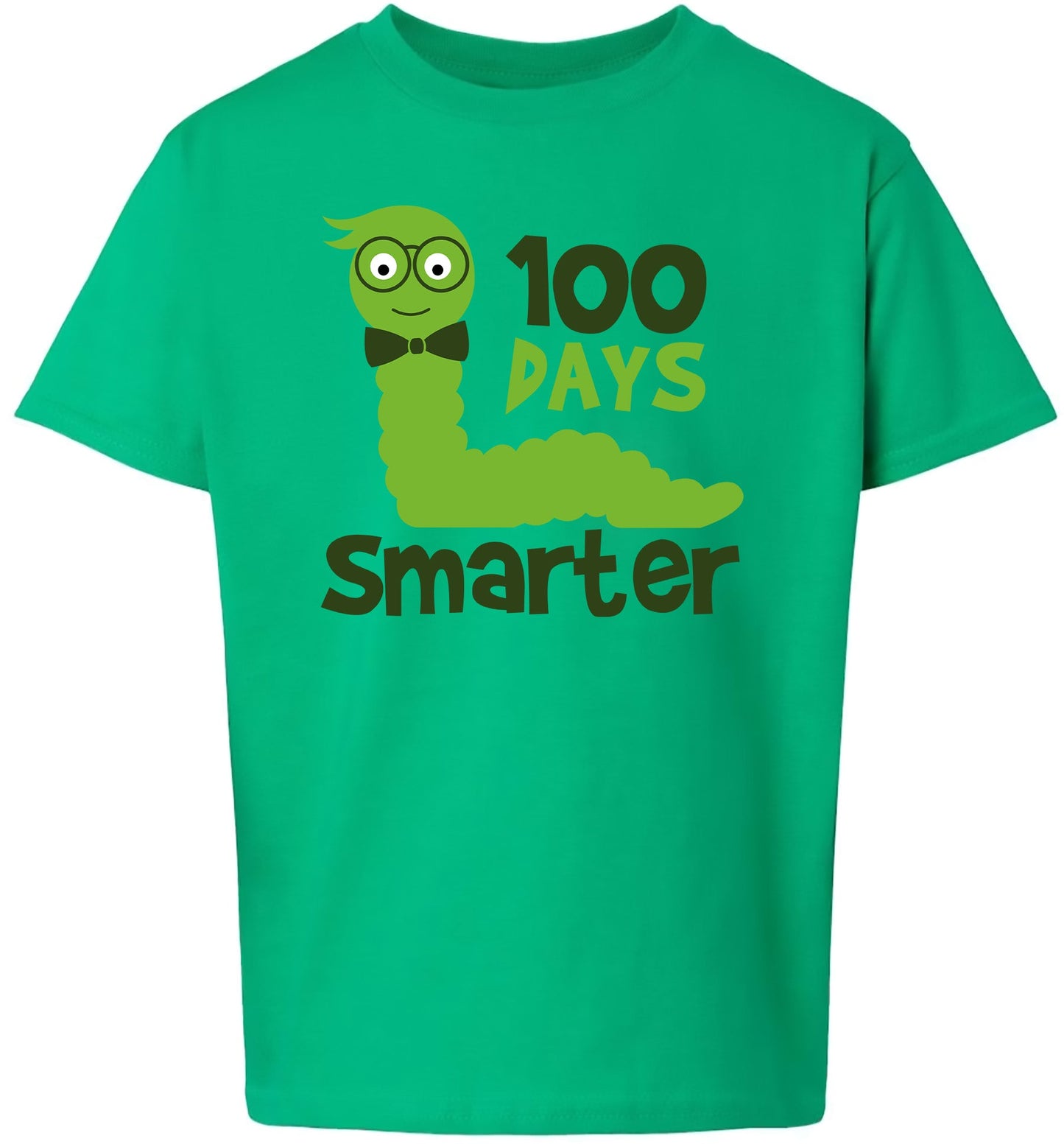 100 Days Smarter Green Worm Children's Gildan Soft Shirt