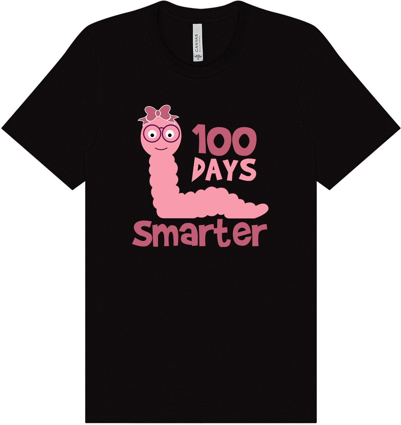 100 Days Smarter Pink Worm Adult Bella Canvas Shirt