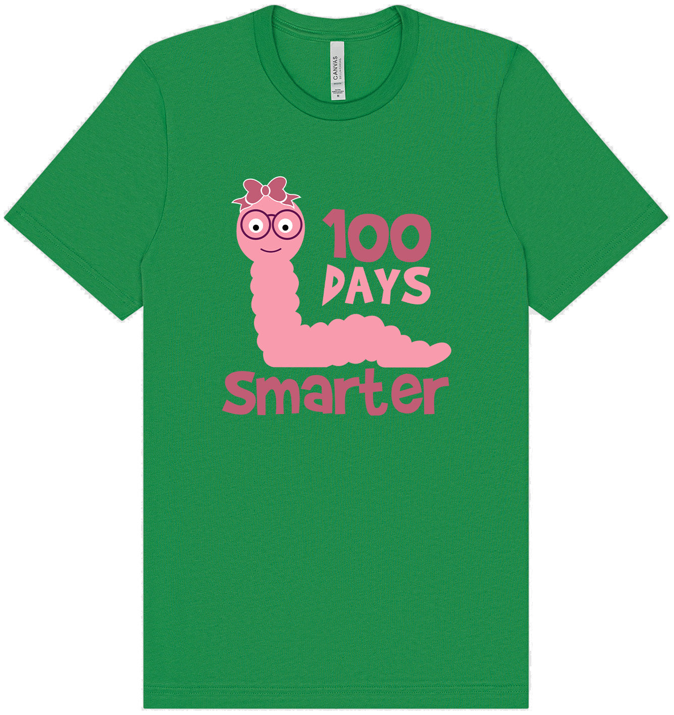 100 Days Smarter Pink Worm Adult Bella Canvas Shirt