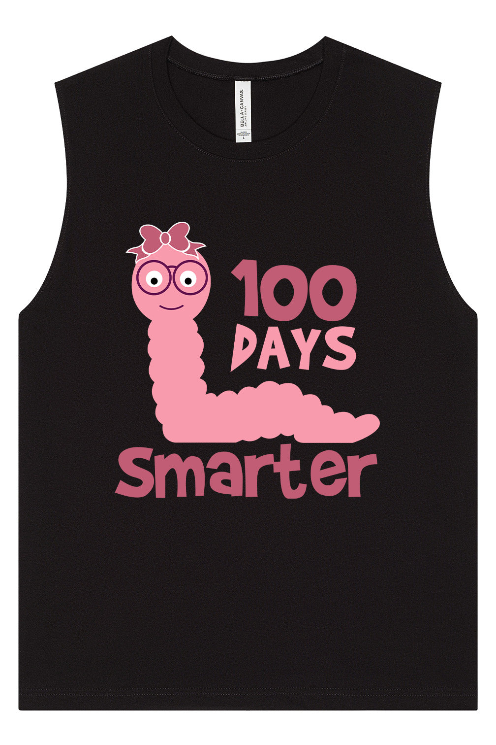 100 Days Smarter Pink Worm Muscle Tank