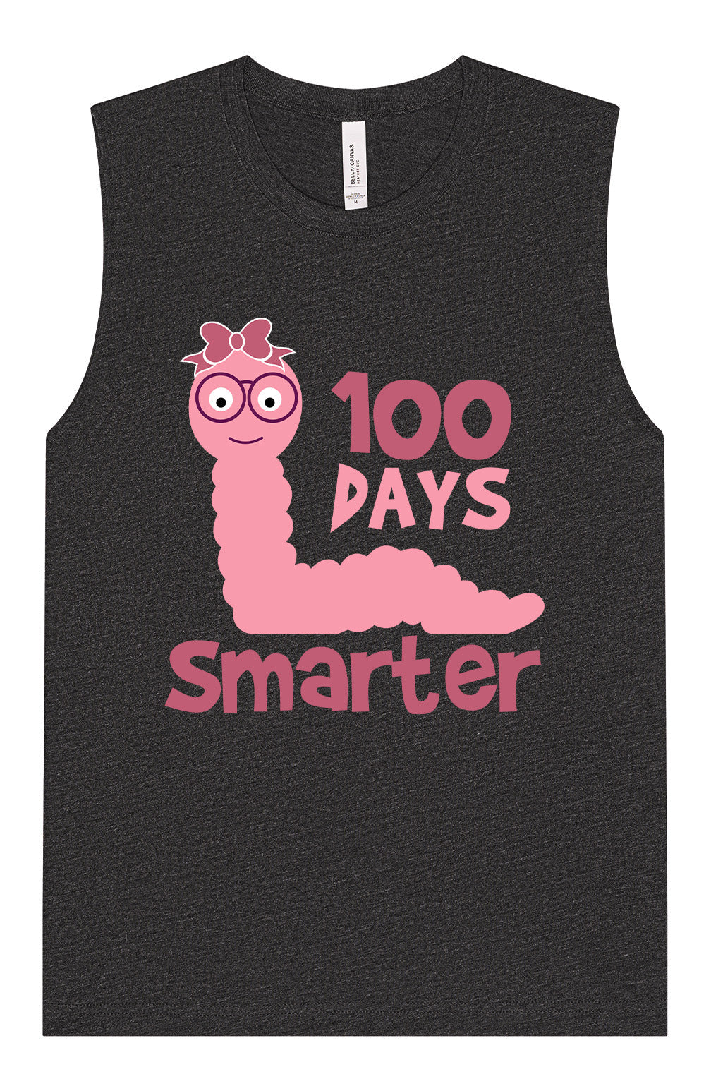 100 Days Smarter Pink Worm Muscle Tank