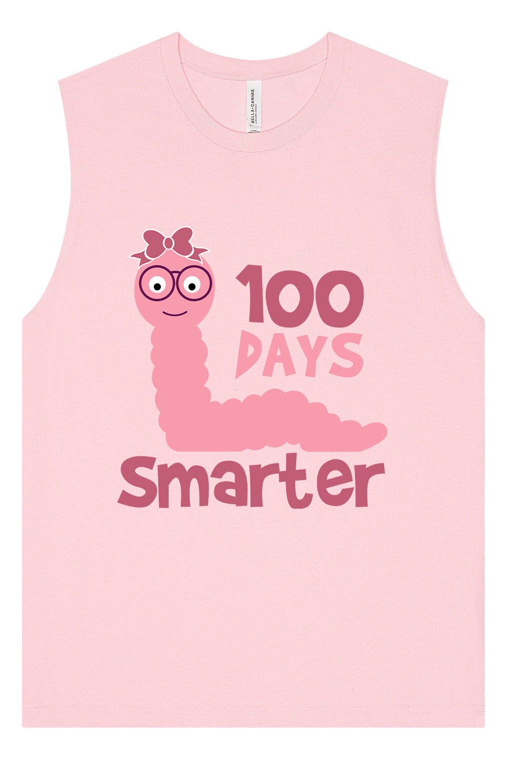 100 Days Smarter Pink Worm Muscle Tank