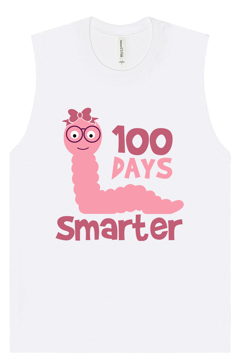 100 Days Smarter Pink Worm Muscle Tank