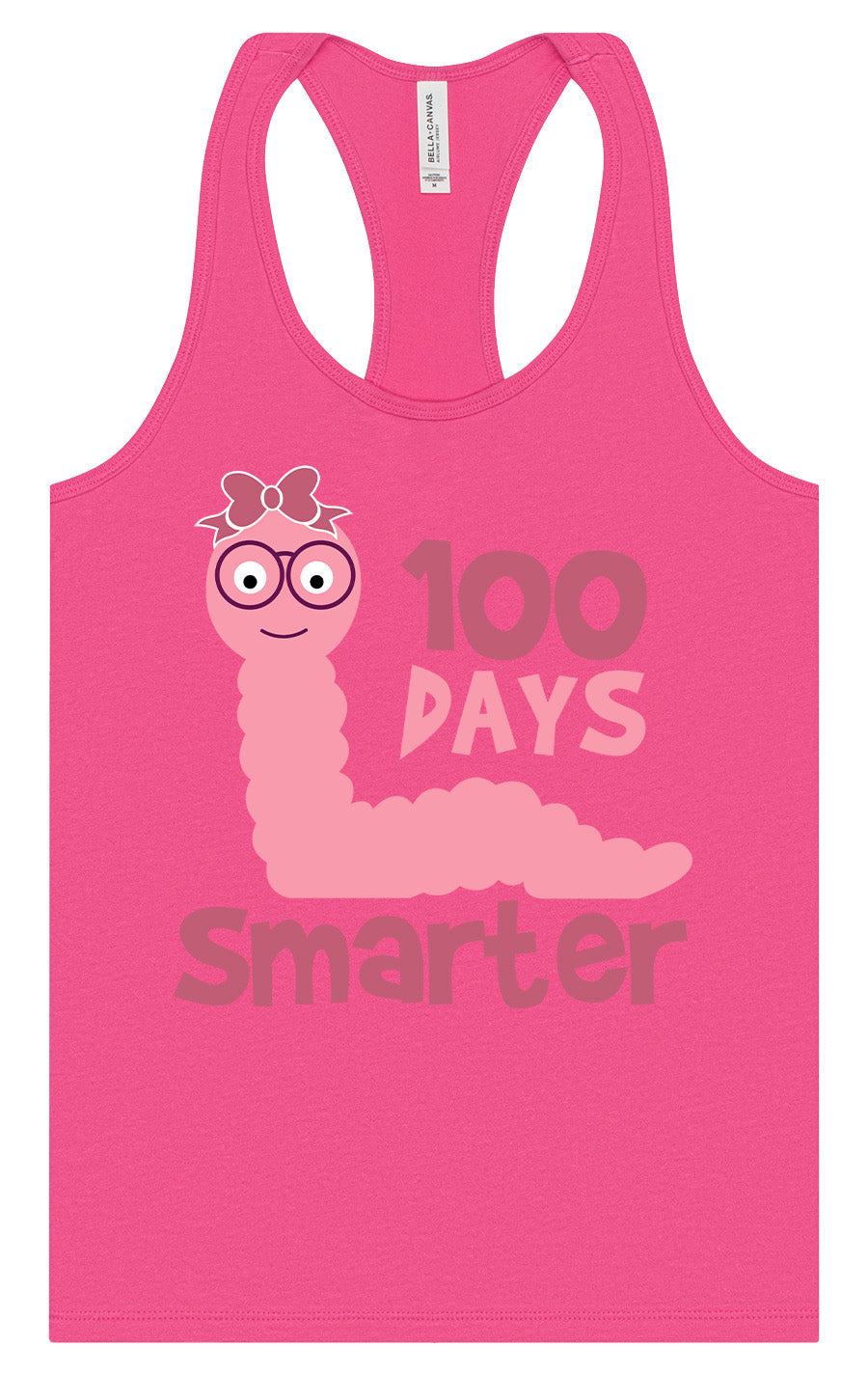 100 Days Smarter Pink Worm Women's Racerback Tank