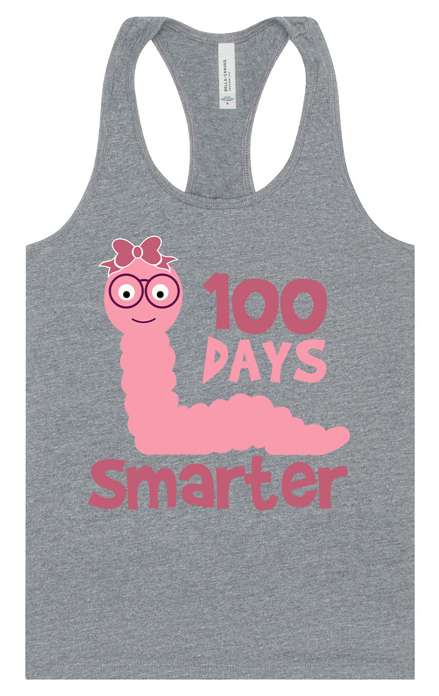 100 Days Smarter Pink Worm Women's Racerback Tank