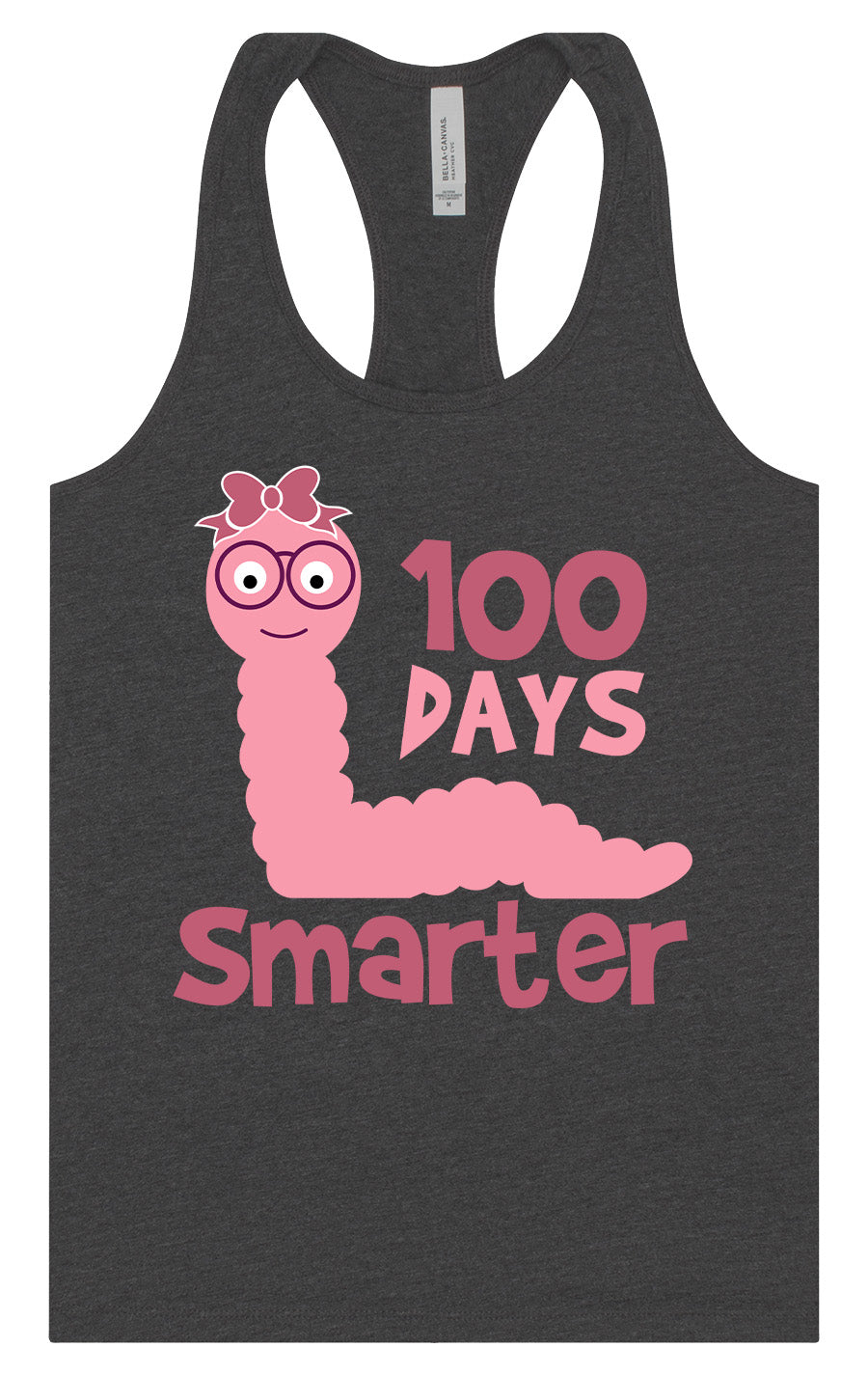 100 Days Smarter Pink Worm Women's Racerback Tank