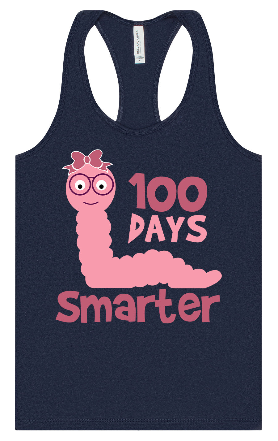 100 Days Smarter Pink Worm Women's Racerback Tank