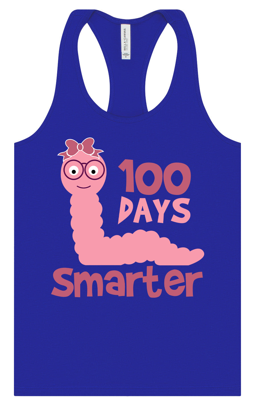 100 Days Smarter Pink Worm Women's Racerback Tank