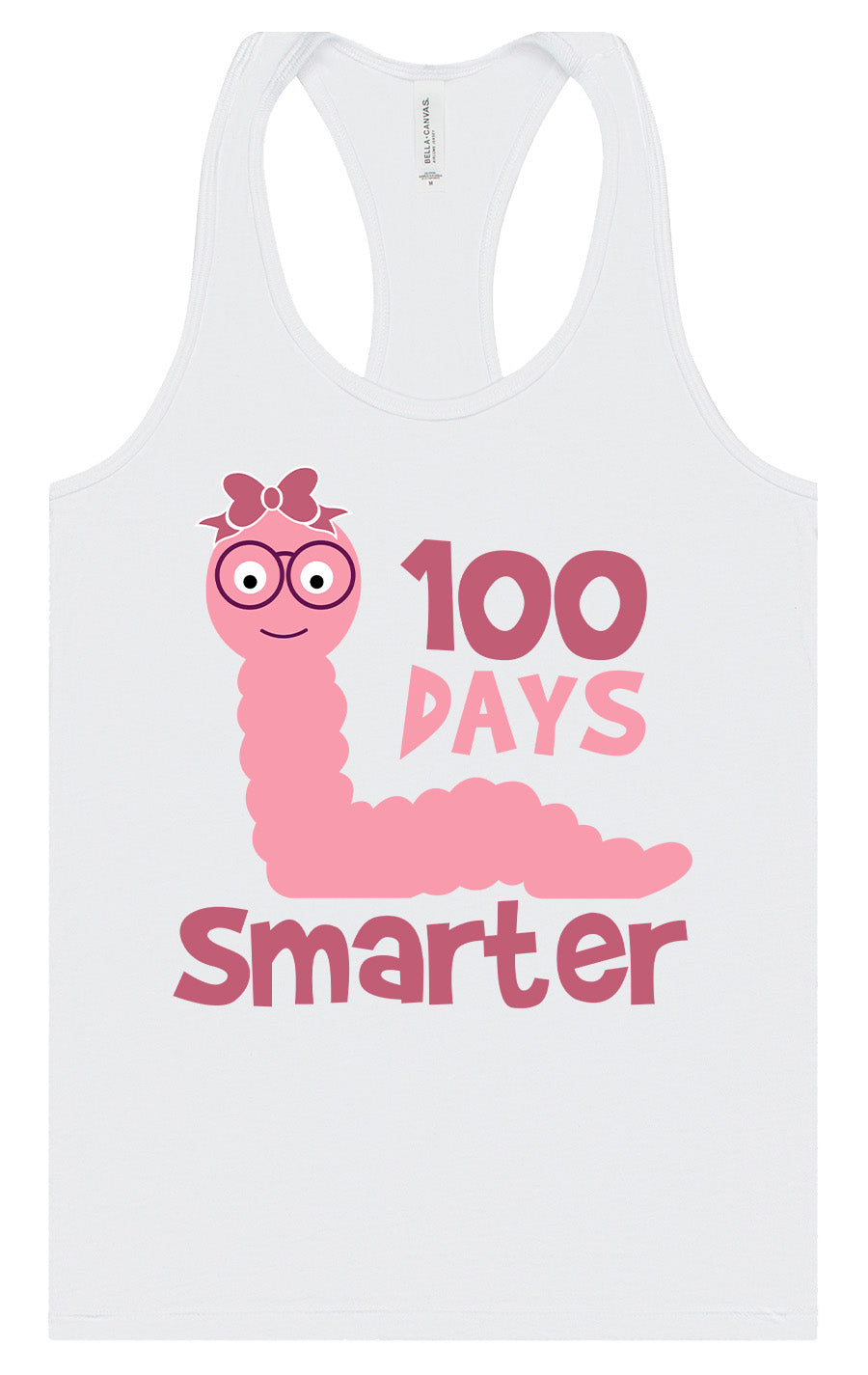 100 Days Smarter Pink Worm Women's Racerback Tank