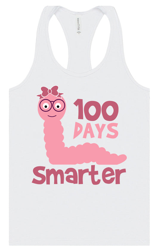 100 Days Smarter Pink Worm Women's Racerback Tank
