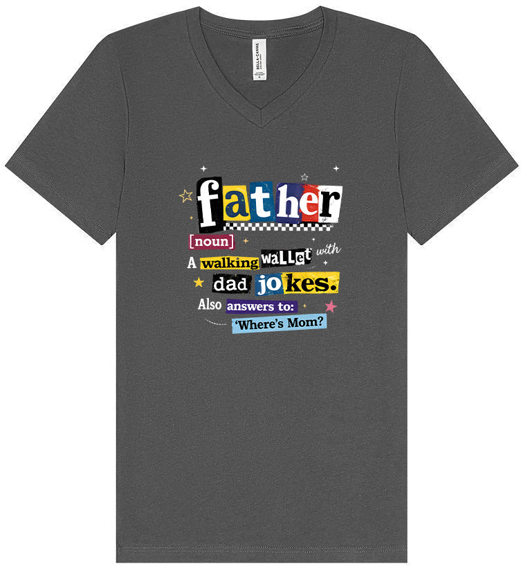 Dad with Wallet and Jokes Unisex V-Neck Shirt