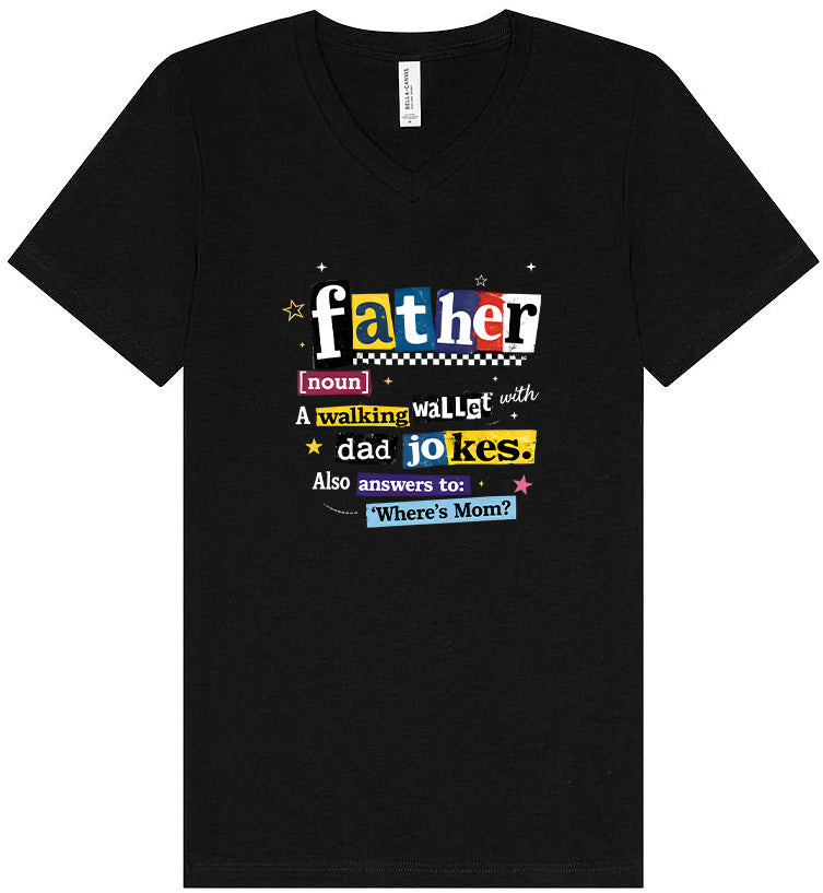 Dad with Wallet and Jokes Unisex V-Neck Shirt