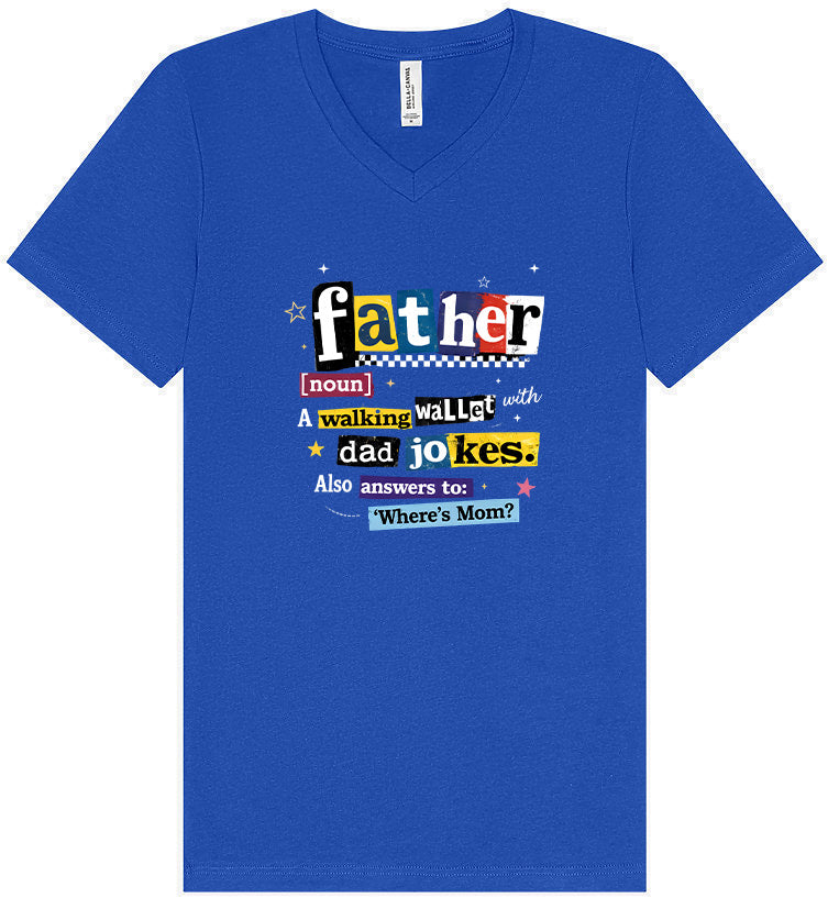 Dad with Wallet and Jokes Unisex V-Neck Shirt