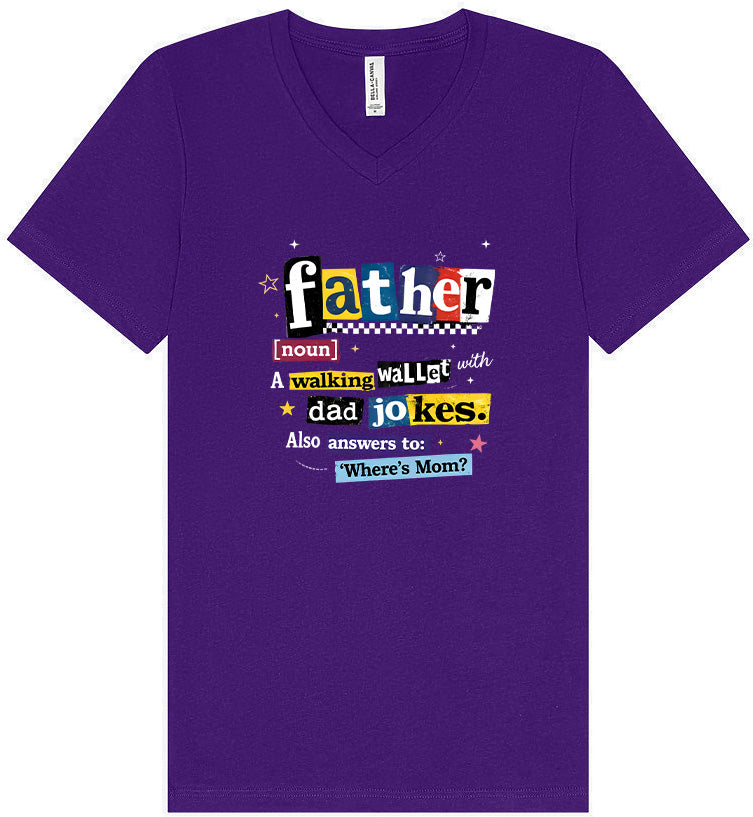Dad with Wallet and Jokes Unisex V-Neck Shirt