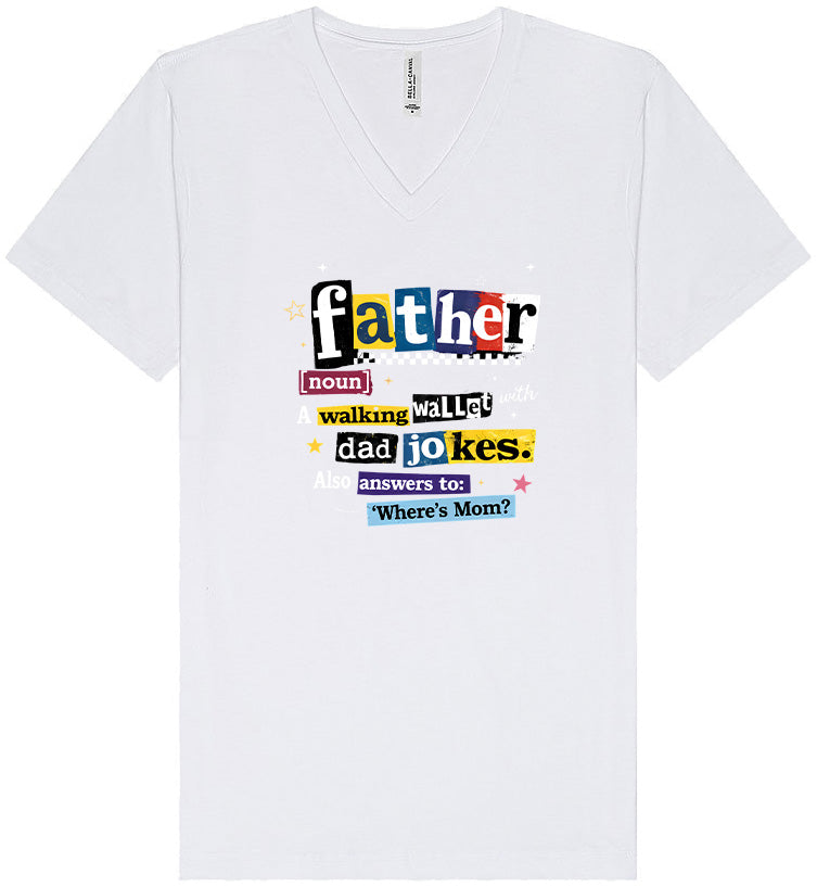 Dad with Wallet and Jokes Unisex V-Neck Shirt