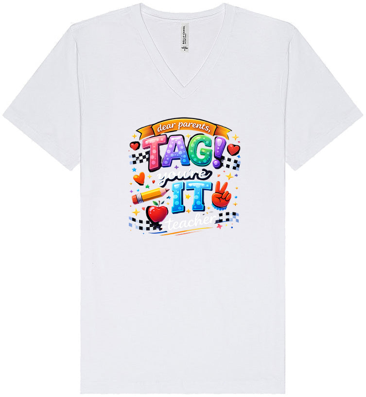 Tag You're It! Unisex V-Neck Shirt