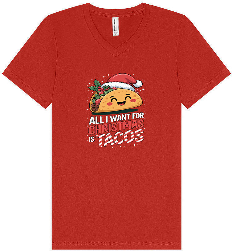 Tacos for Christmas Unisex V-Neck Shirt