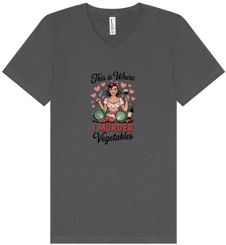 I Murder Vegetables Unisex V-Neck Shirt