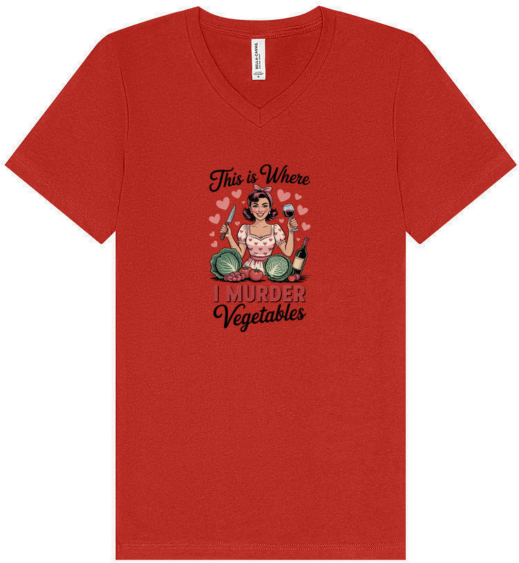 I Murder Vegetables Unisex V-Neck Shirt