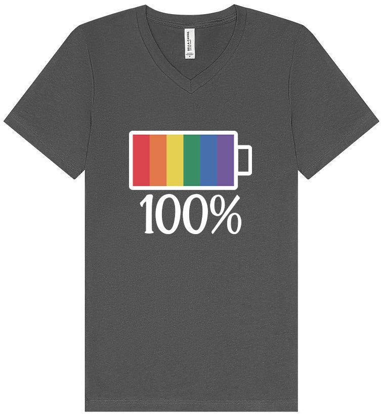 Pride Battery Charged Unisex V-Neck Shirt