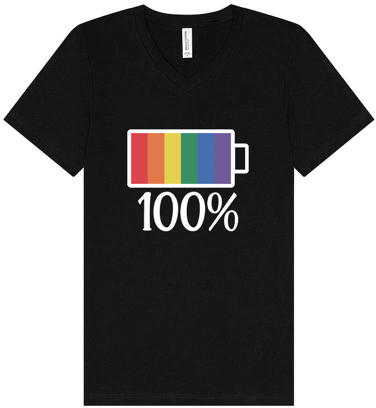 Pride Battery Charged Unisex V-Neck Shirt
