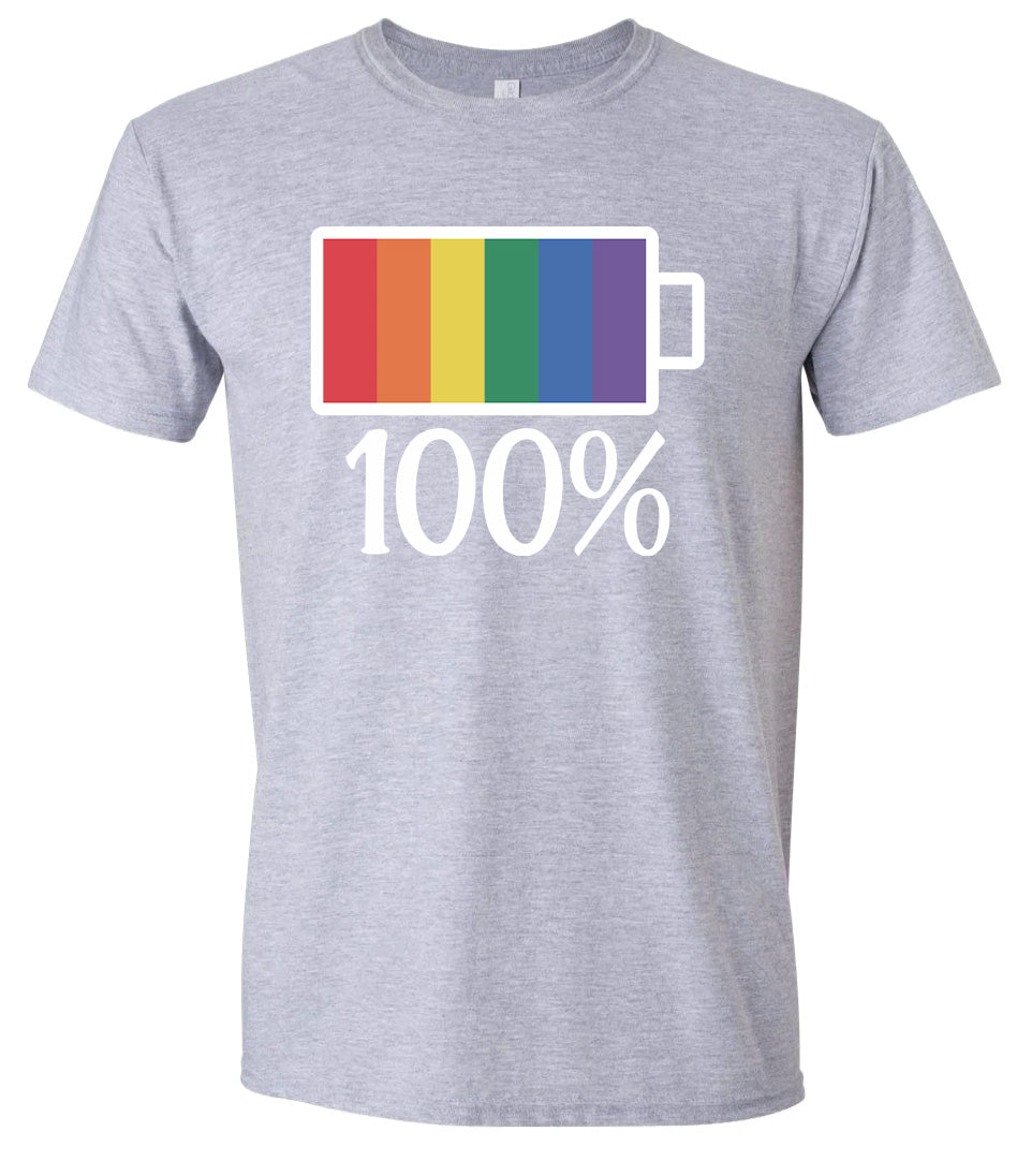 Pride Battery Charged Adult Gildan Soft Shirt
