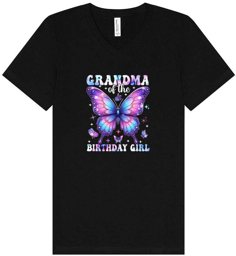 Grandma of the Birthday Girl Unisex V-Neck Shirt