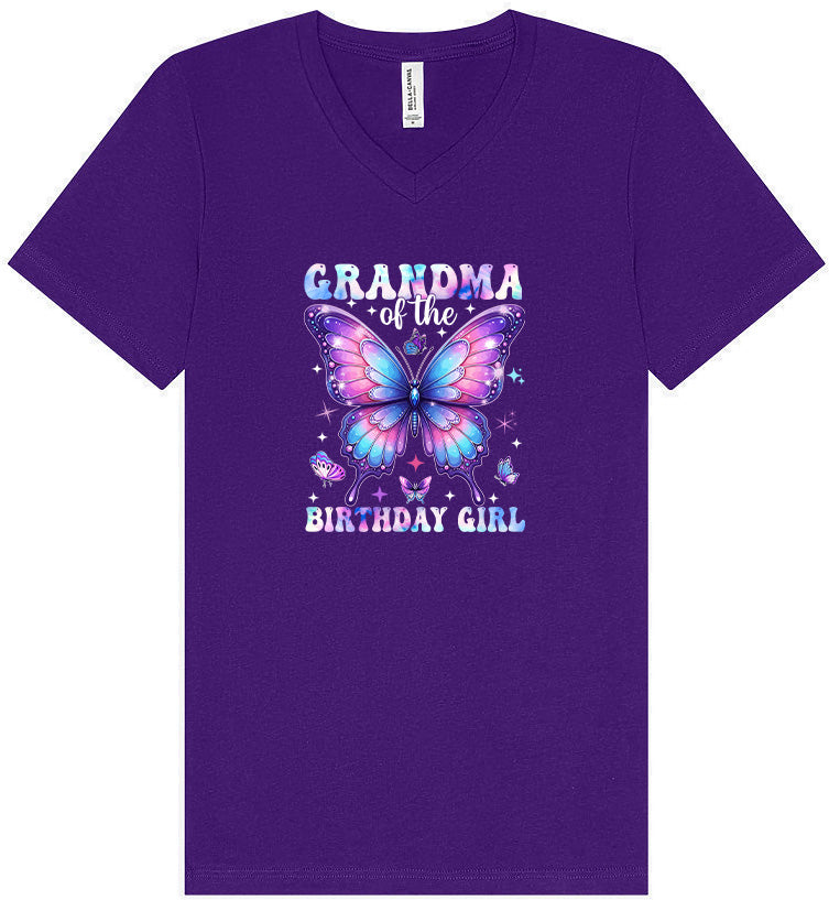 Grandma of the Birthday Girl Unisex V-Neck Shirt