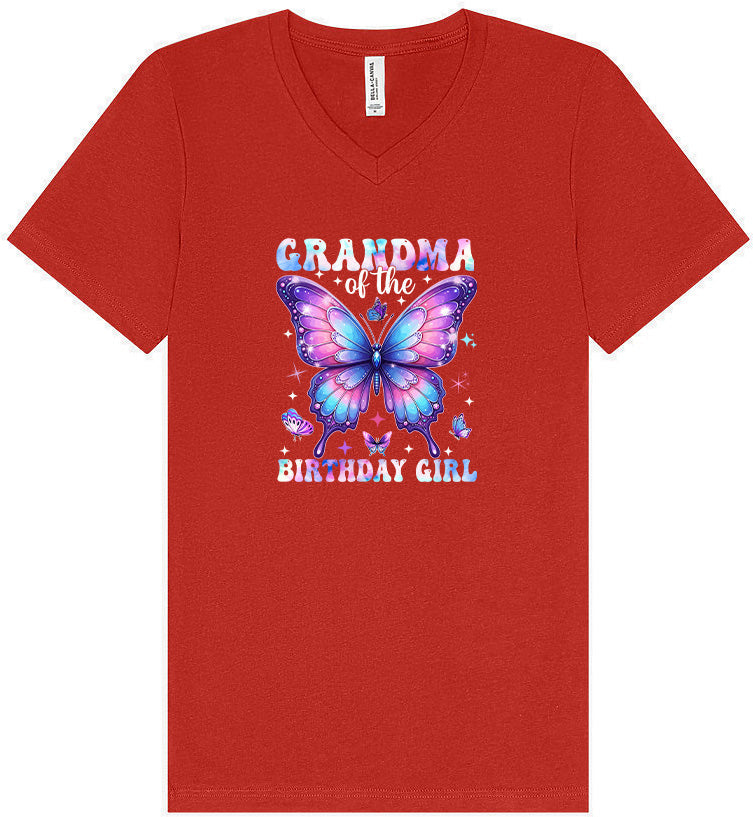 Grandma of the Birthday Girl Unisex V-Neck Shirt