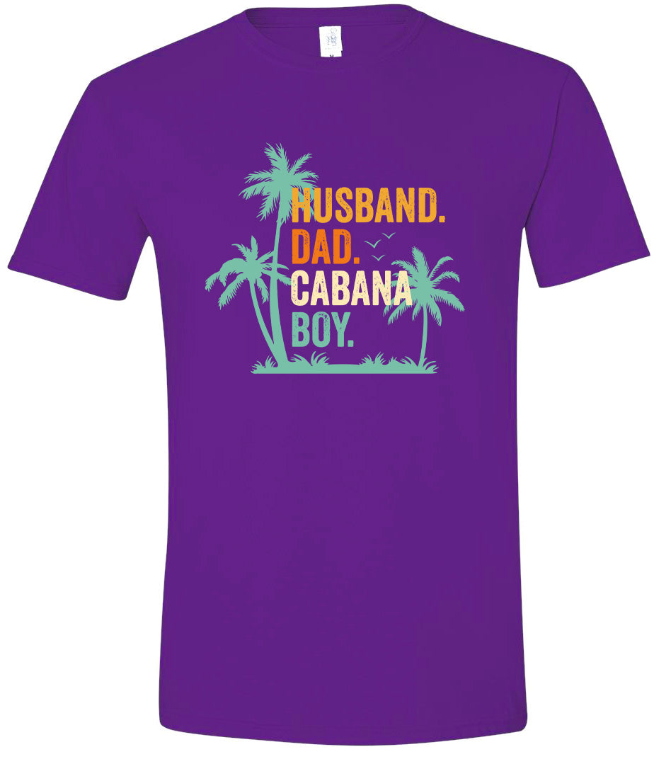 Dad. Husband. Cabana Boy. Adult Gildan Soft Shirt