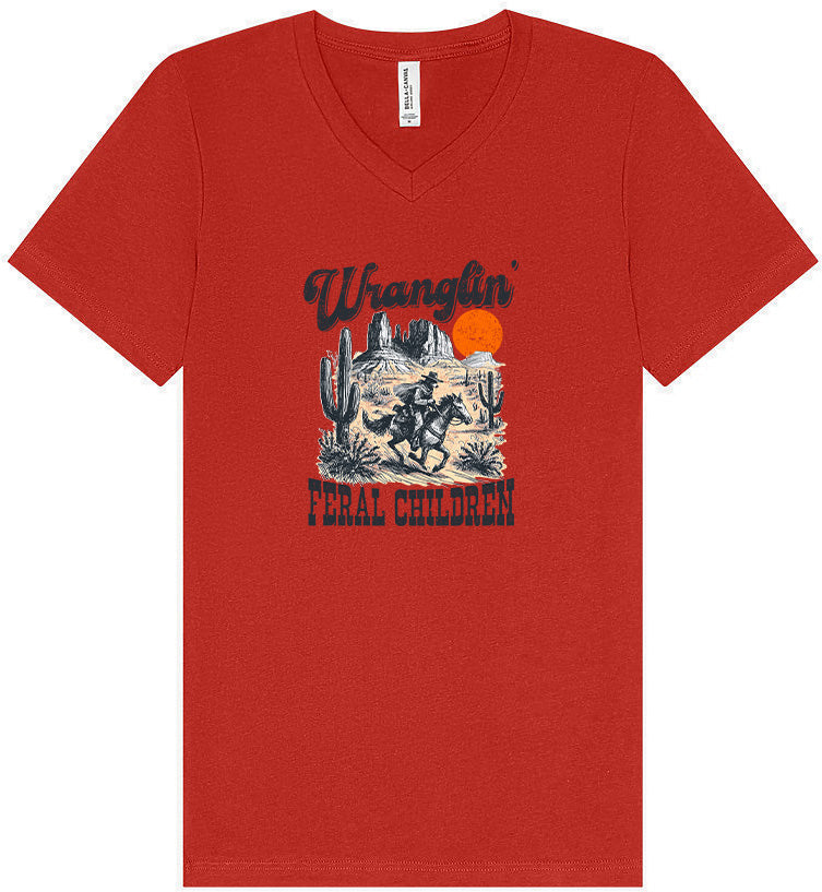 Wranglin' Feral Children Unisex V-Neck Shirt