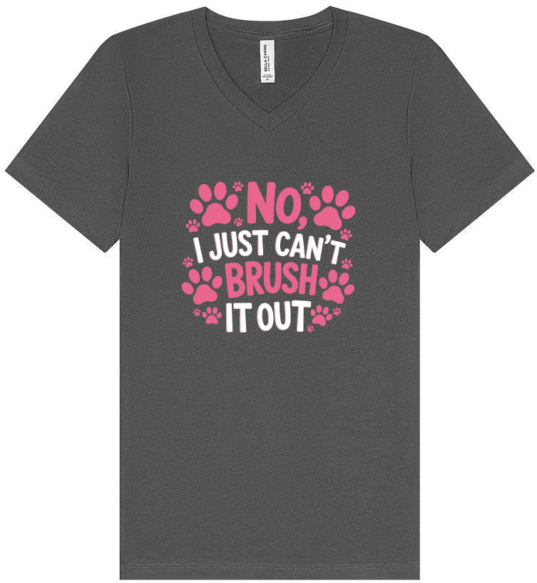 Can't Just Brush it Out Groomer Unisex V-Neck Shirt