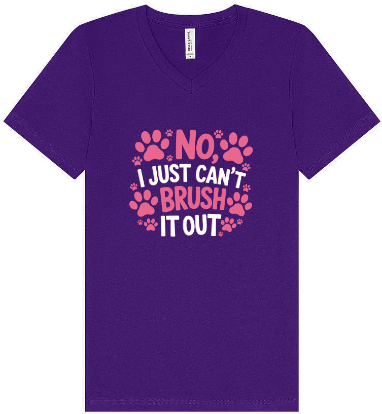 Can't Just Brush it Out Groomer Unisex V-Neck Shirt