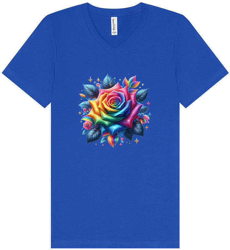 Rainbow Rose Unisex V-Neck Shirt