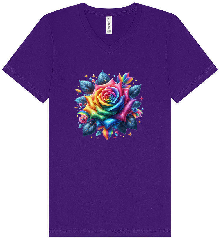 Rainbow Rose Unisex V-Neck Shirt