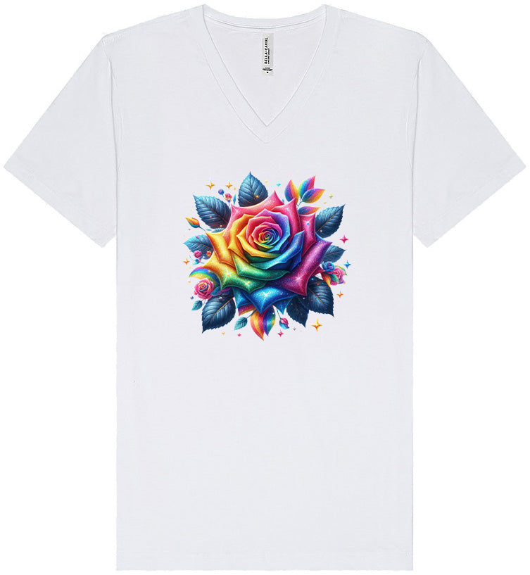 Rainbow Rose Unisex V-Neck Shirt
