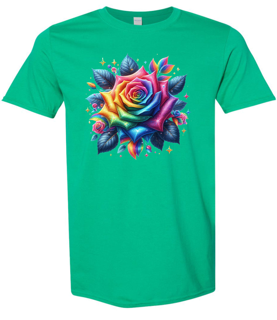 Rainbow Rose Adult Gildan Soft Shirt