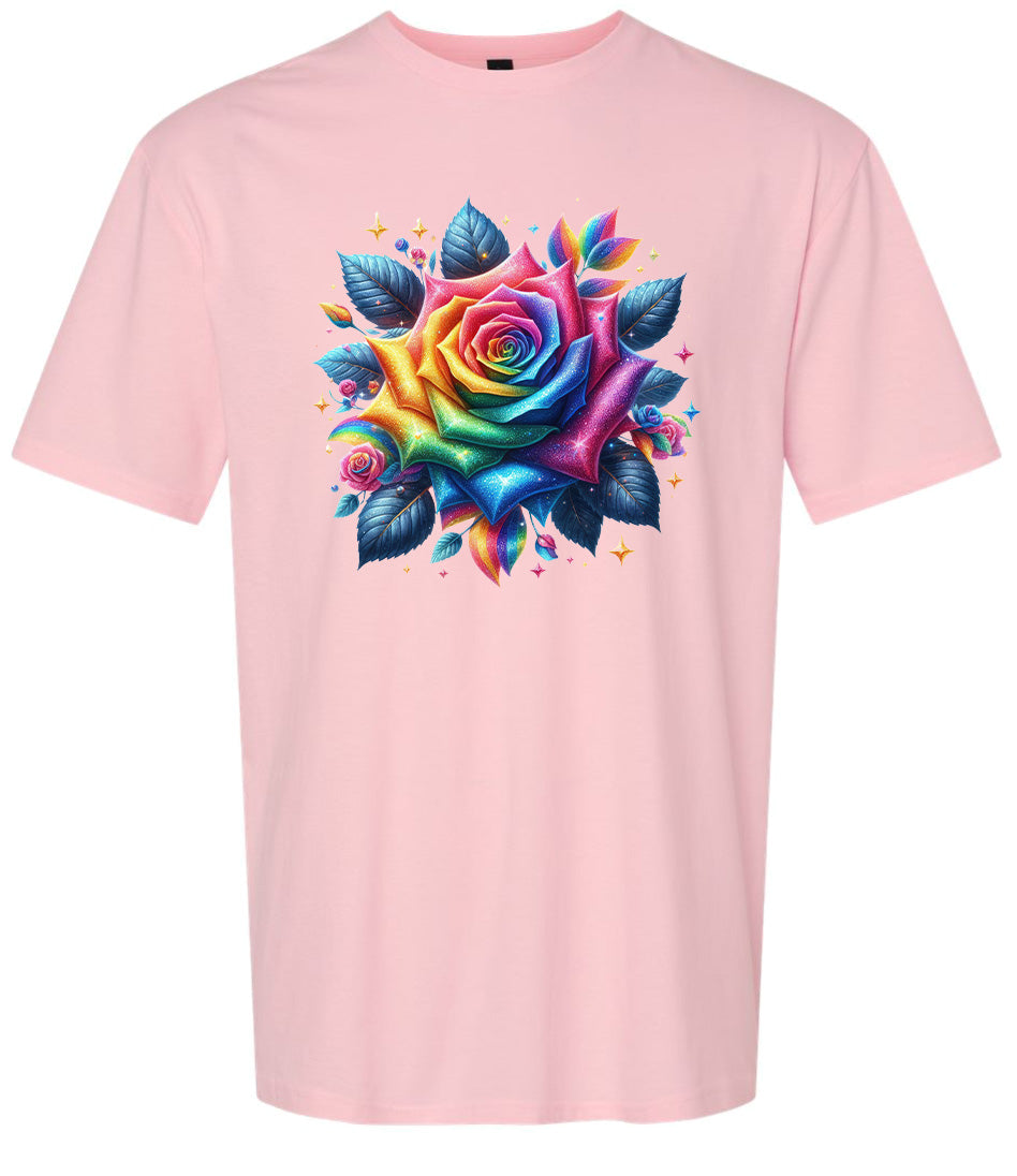 Rainbow Rose Adult Gildan Soft Shirt